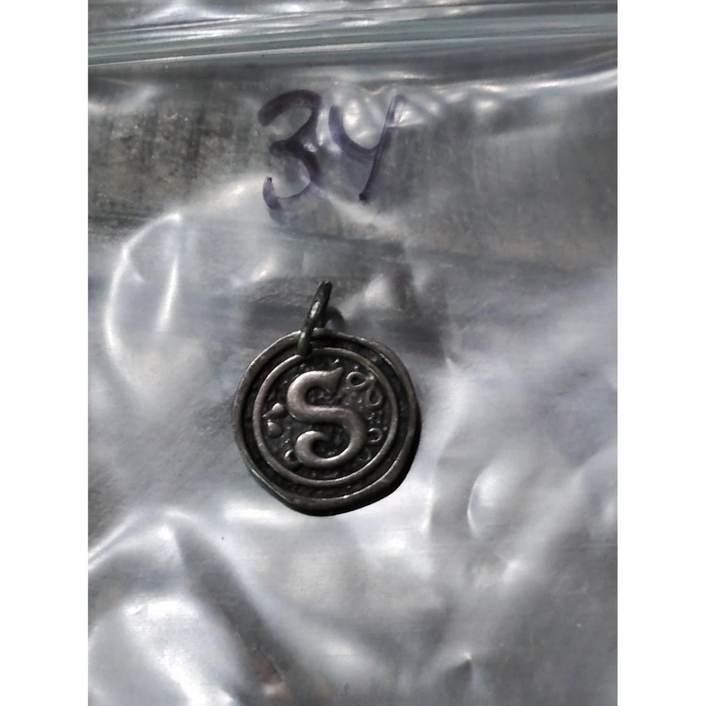 Ahm sterling silver initial pendant charm letter S monogram  vintage 925